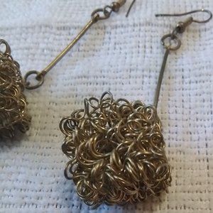 STERLING SILVER MESH HOOP EARRINGS Vintage 1990 (J20 )